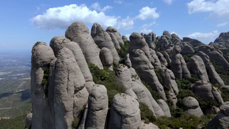 aerial views of montserrat mountain range in catalonia