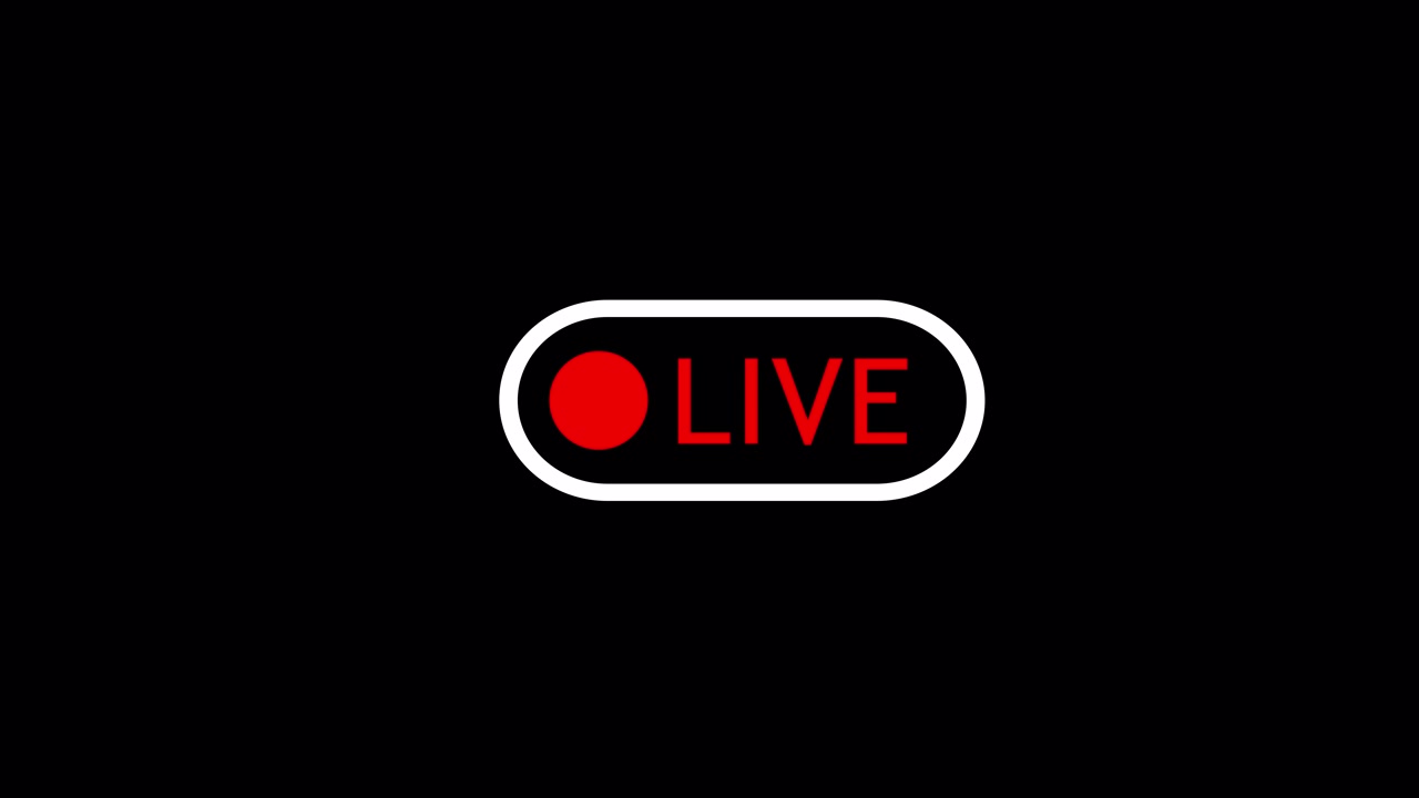 Live streaming-indikatorikon på svart bakgrunn