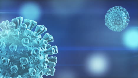 coronavirus cells spinning concept blue