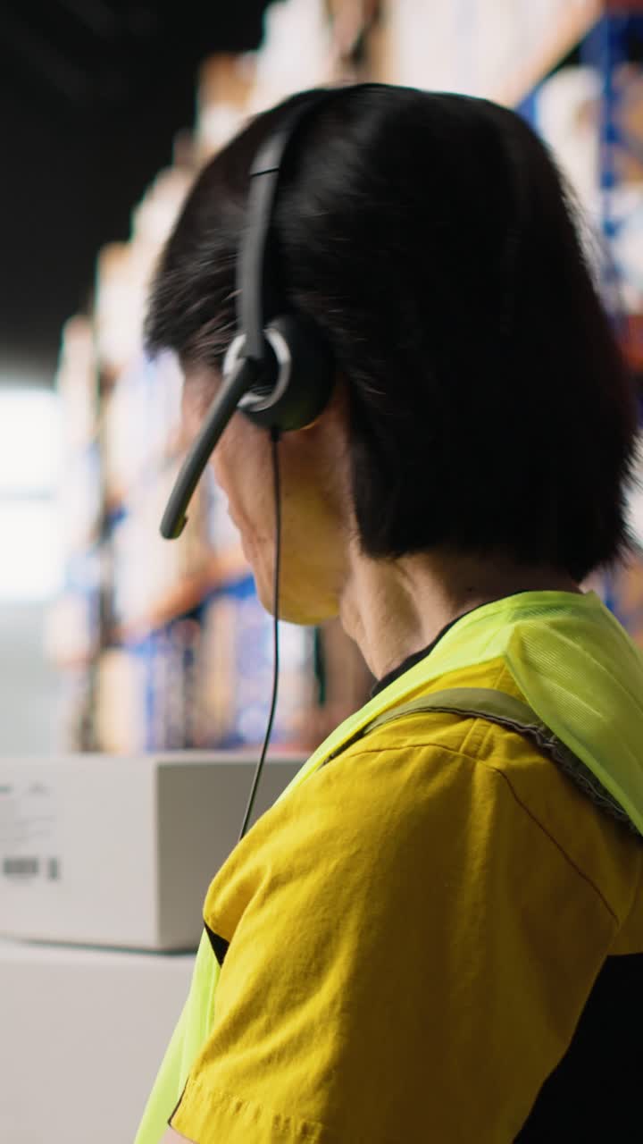 Vertical Video E-commerce support clerk responding to problems like lost parcels