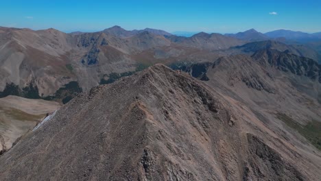 collegiate peaks huron peak summit 14er hike climb summer fall autumn rocky mountains colorado drone aerial three apostles la plata switchback trail buena vista sunny blue sky parallax circle right