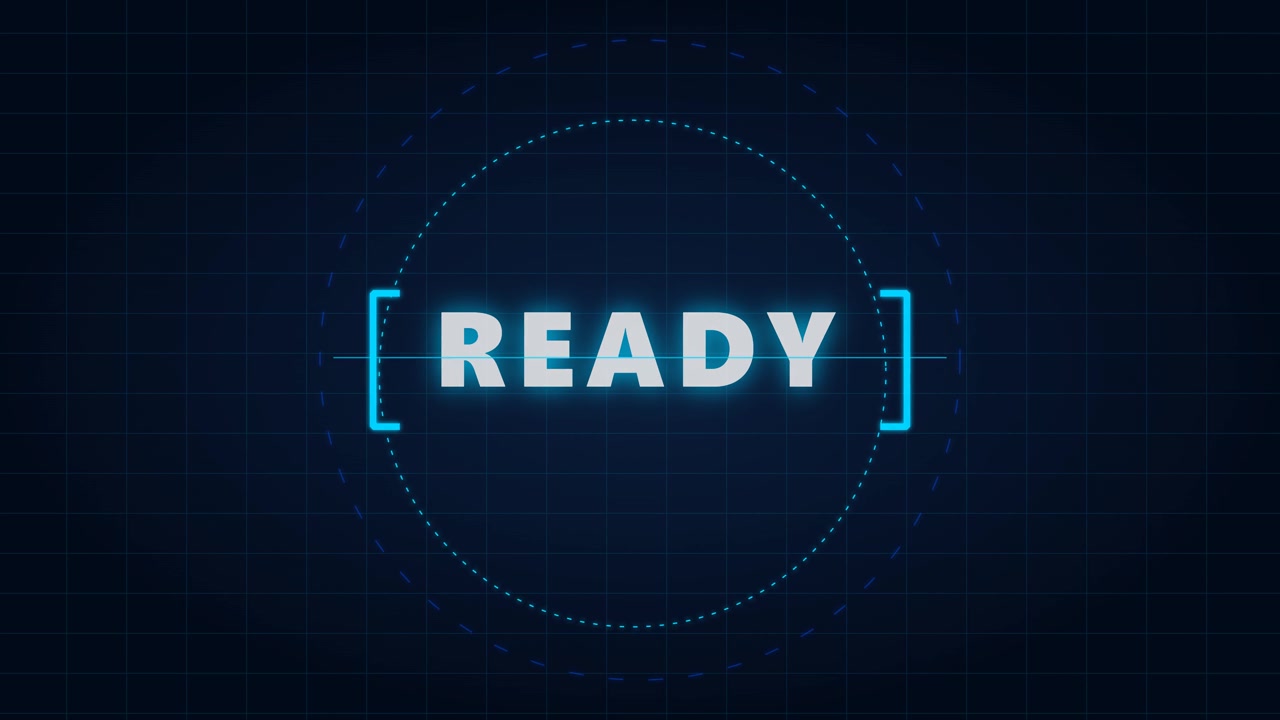 Digital HUD Interface Displaying Ready Text with Animated Circular Elements