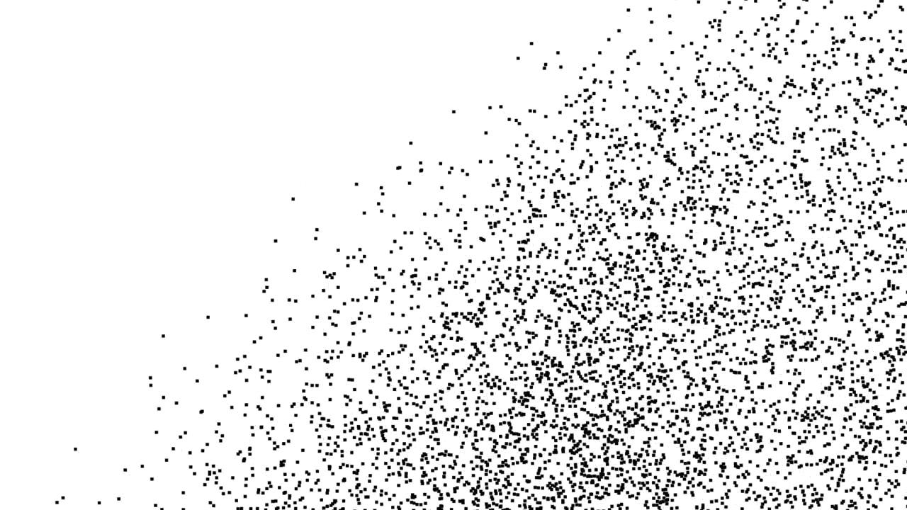 Abstract Transition of Black Particles Moving Across White Background