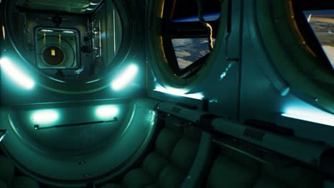 nave espacial oscura interior futurista