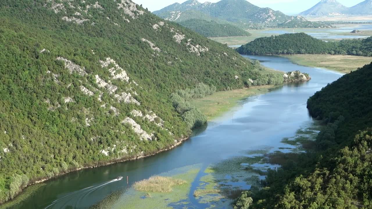 panoramic of river Crnojevica and mountains seen from Pavlova Strana lookout. Montenegro