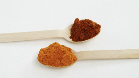 various spices in spoon on white background 4k