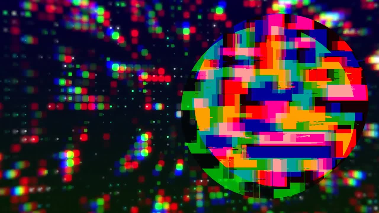 animación del procesamiento de datos sobre el globo de la pantalla de prueba.