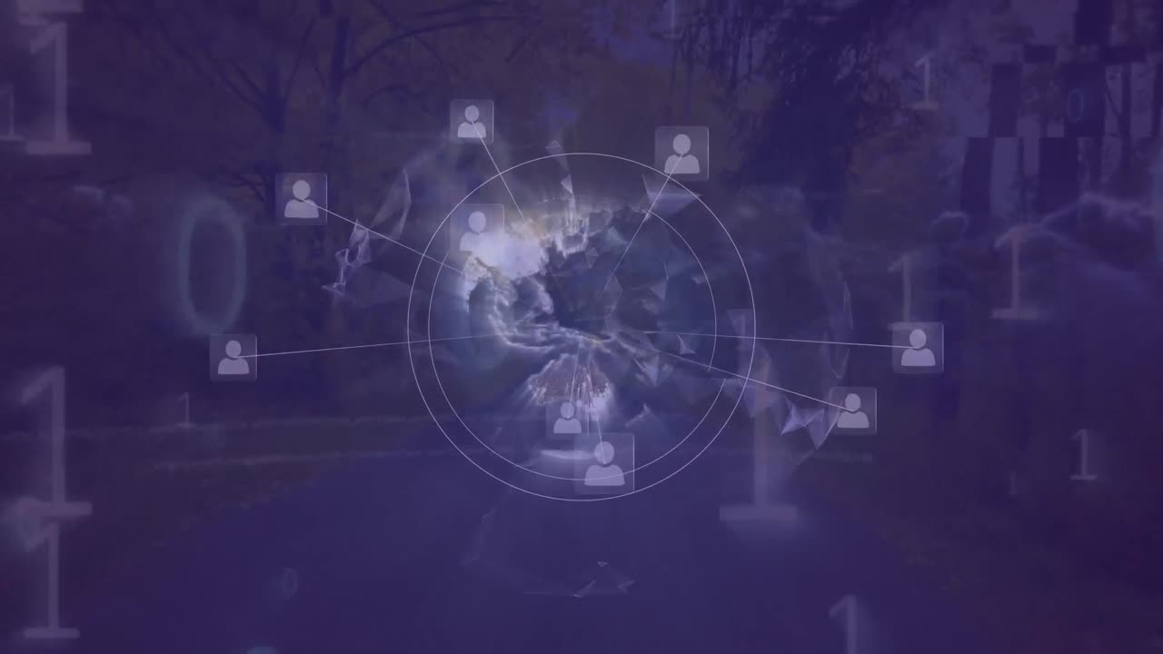 연결 네트워크와 숲 위의 지구의 애니메이션