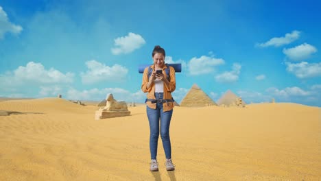 woman traveler in the egyptian desert
