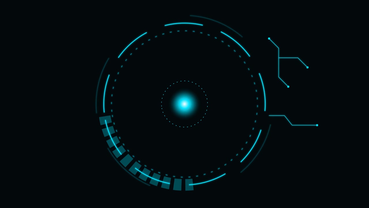 Futuristic Digital HUD Interface with Rotating Circular Loading Element