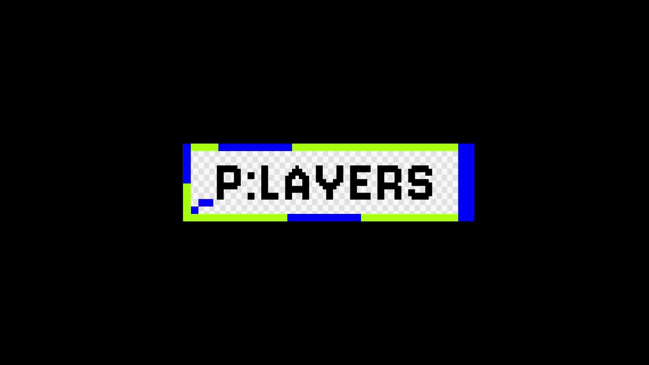 Glitchy Pixel Art Text Reveal on Black Background