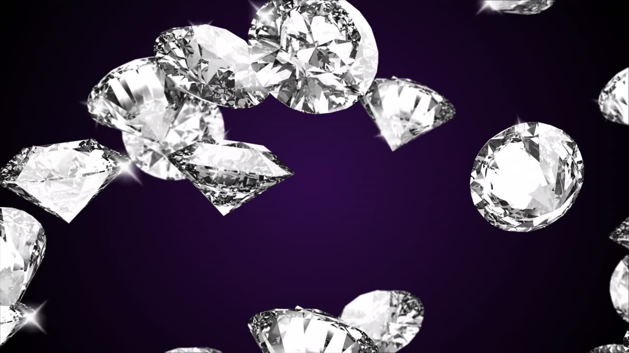 Crystals fall on blue black loop background 3d light for video concert performances presentations