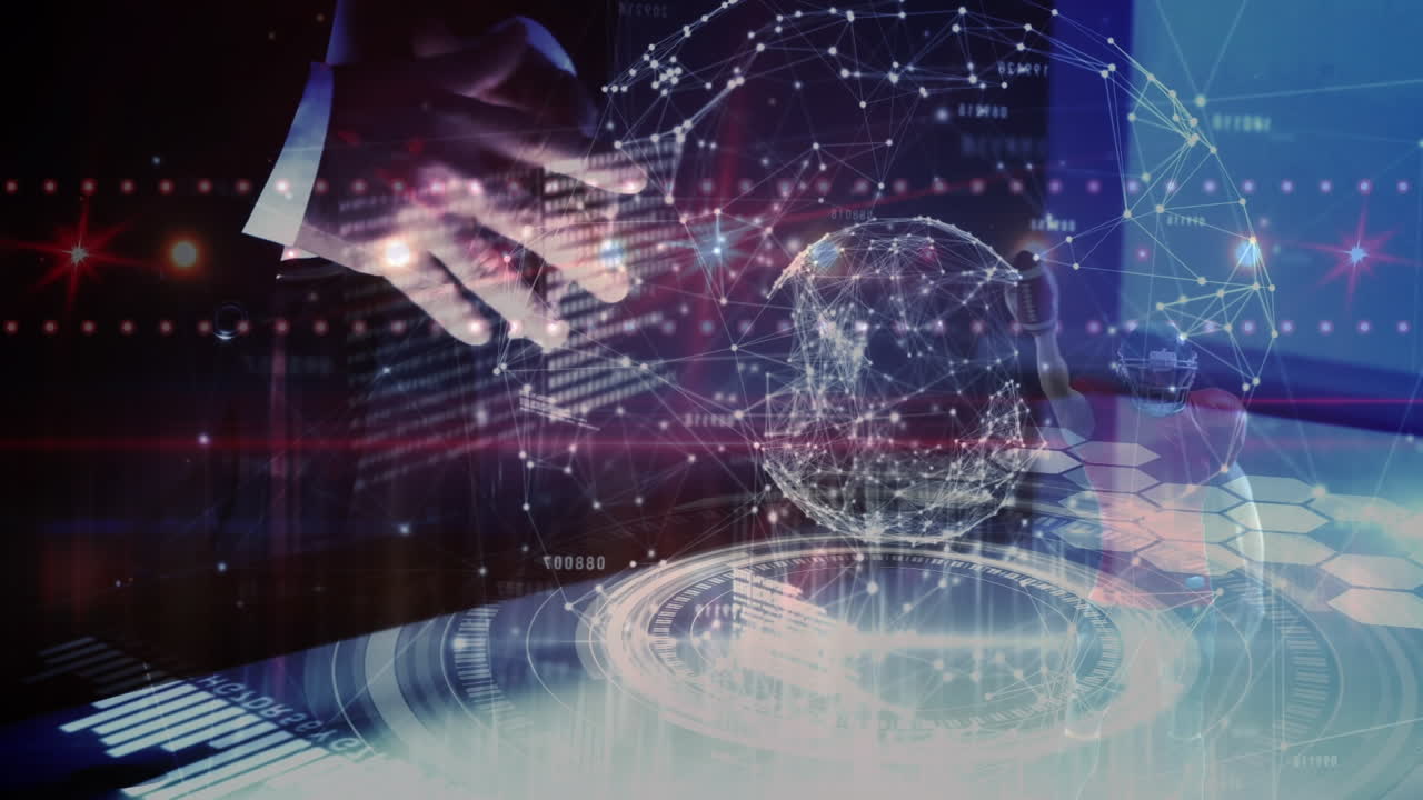 Animation of data processing and globe over caucasian businessman