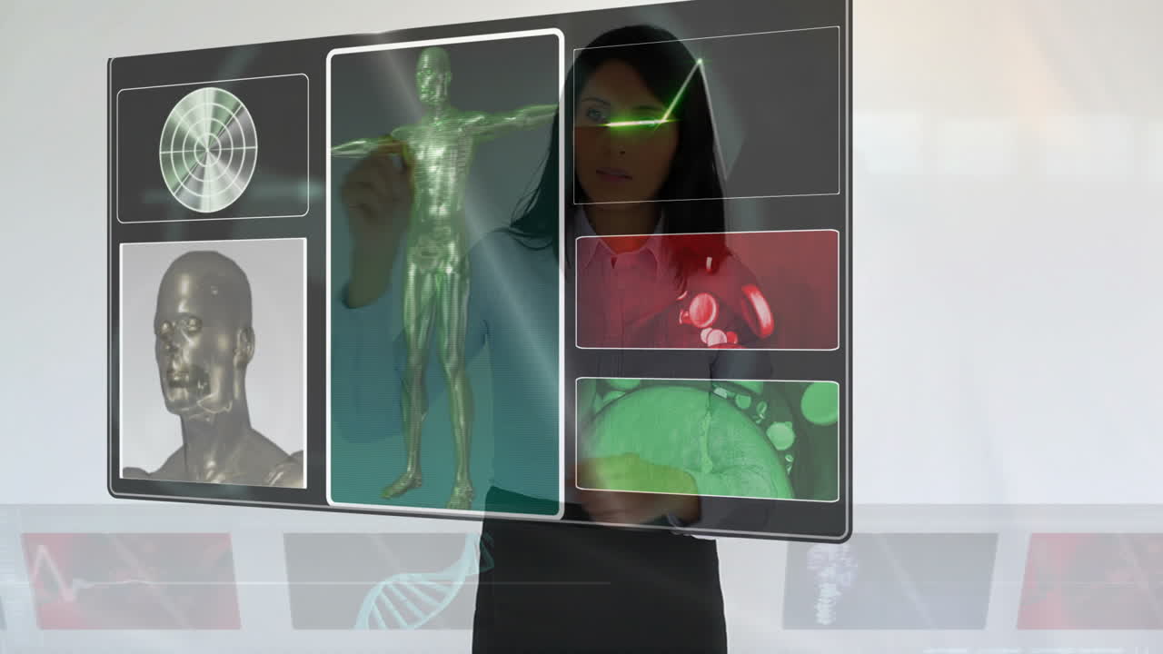 의료 클립을 보는 사업가