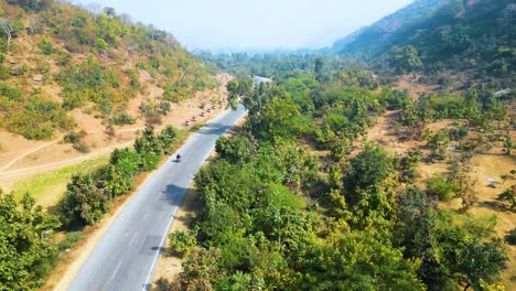 aerial view sctty driving on road