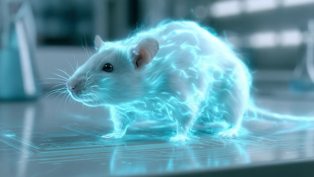 Scoprire il futuro della scienza: Un modello di topo luminescente che collega tecnologia e biologia in un ambiente di laboratorio all'avanguardia.