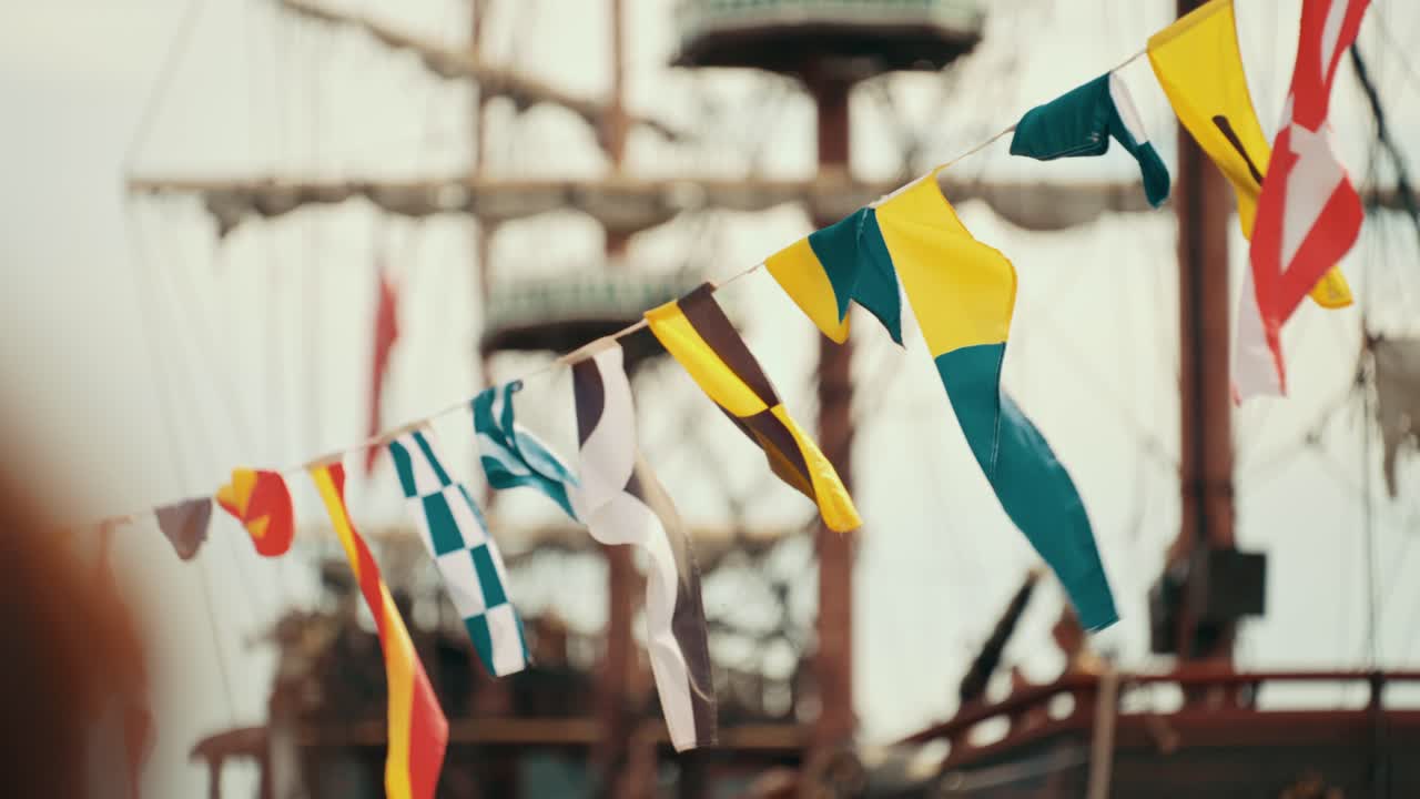 Nautical Signal Flags on a Ship