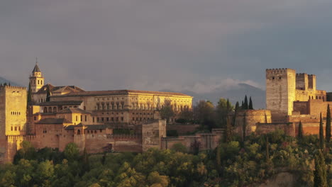 sunset with the alhambra of granada as main subject