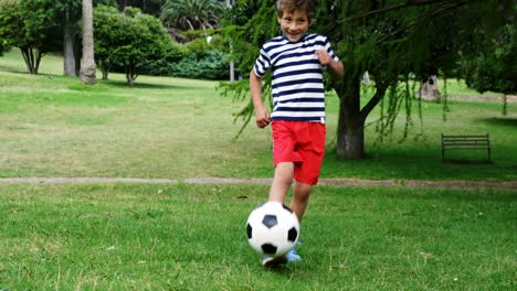 Boy-playing-football-in-the-park