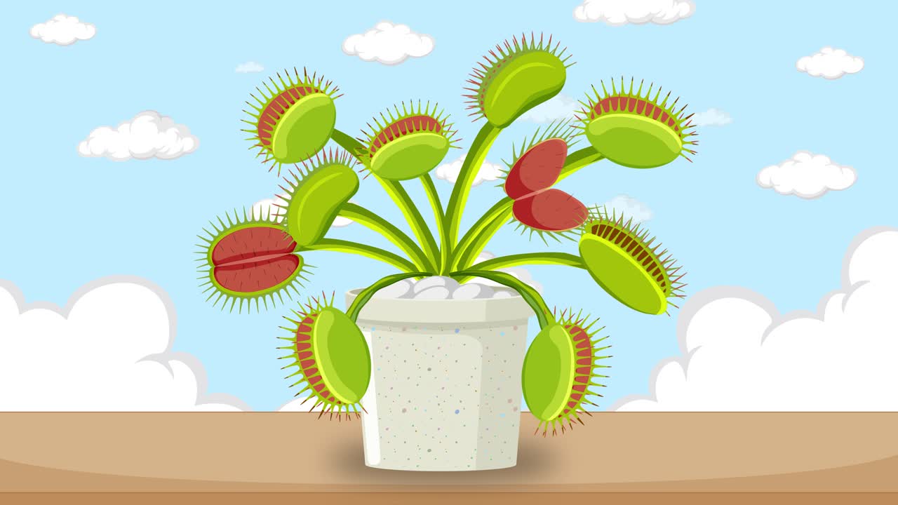 Venus flytrap captures and digests a fly.