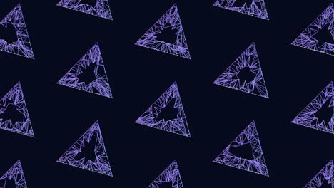 digital futuristic triangles pattern with neon dots and grid on black gradient