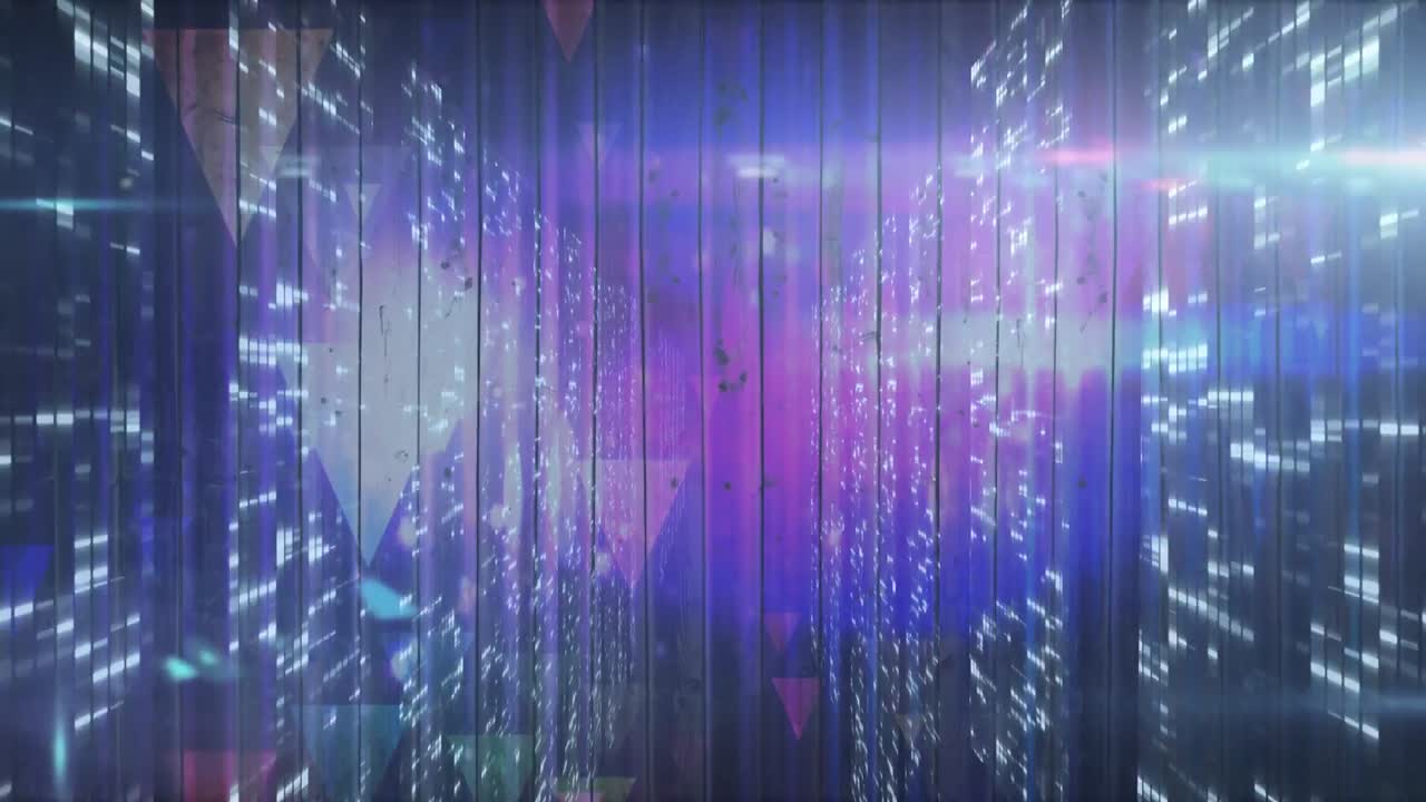 animación del procesamiento de datos y formas sobre fondo negro