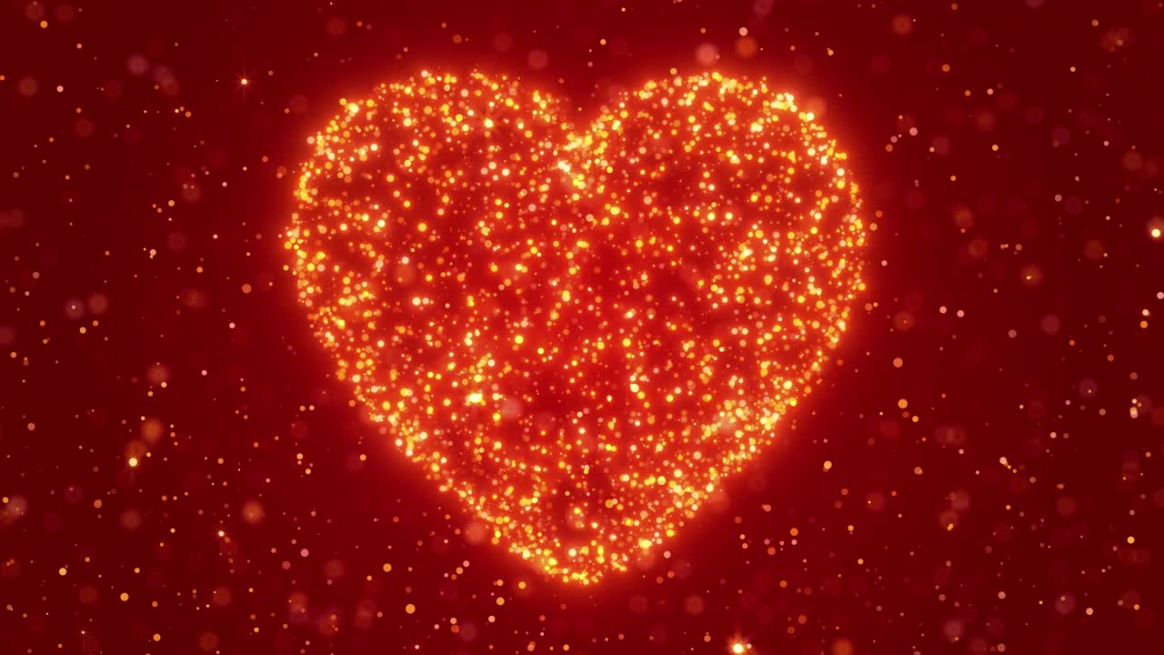 Animazione 3D per San Valentino e l'amore, con cuori dorati scintillanti, stelle luccicanti e cuori volanti, video di sfondo romantico dorato di lusso