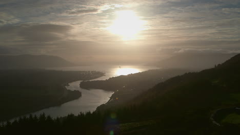 sunrise over warrenpoint from flagstaff viewpoint on fathom hill near newry