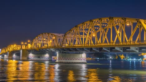 city traffic on krung thep bridge at night.krung thep bridge is located in bangkok, thailand.time lapse at twilight time . high quality footage - original size 4k