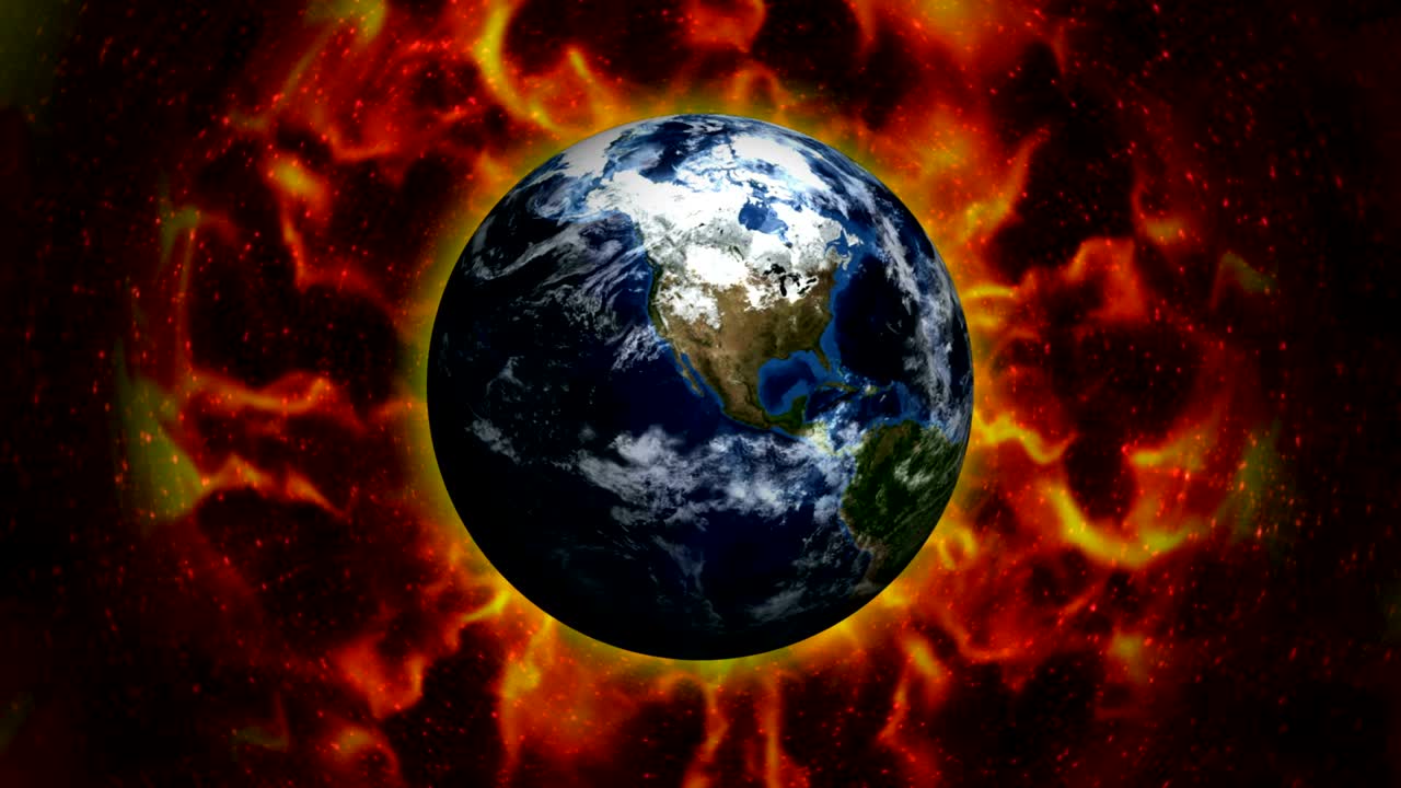 Terra infuocata e fiamme, animazione, sfondo, con canale alfa, in loop