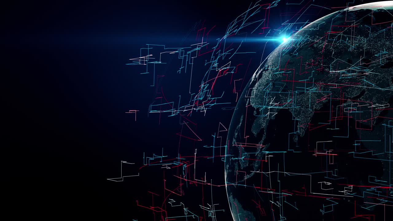globo terrestre con mapa nocturno transparente de la tierra gira lentamente alrededor de su eje