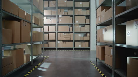 warehouse storage room with cardboard boxes