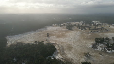 high pan of sand dunes in winter