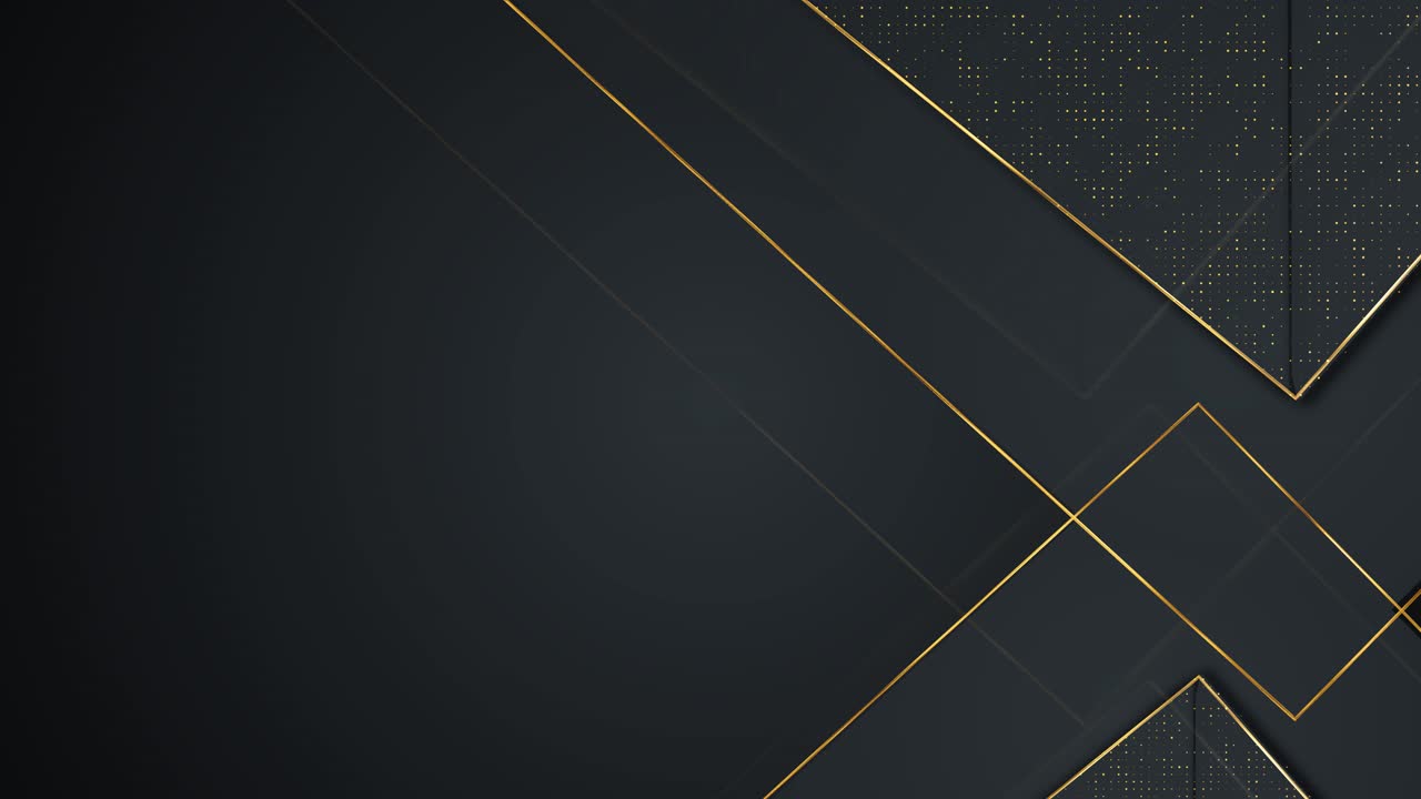 Fundo dourado luxuoso com moldura de linha dourada feita de luzes bokeh, estrelas, curva, pontos brilhantes e glitter.