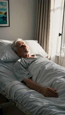 elderly man in hospital bed