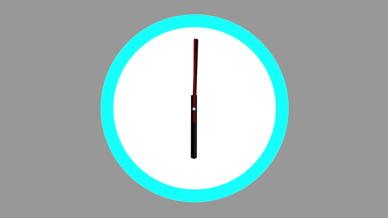 시계 타임 스 루프 12 시간 - 시계 - 벽 시계 - 최소 추상적인 모션 3d 렌더링 시계 시간 개념 시간 스 시계 - 시계 시간 с 시계 시간이 스 가능 - 12 시간 타임  스 - 파란색 시계 루프 - 회색 배경 - 시계 시간이