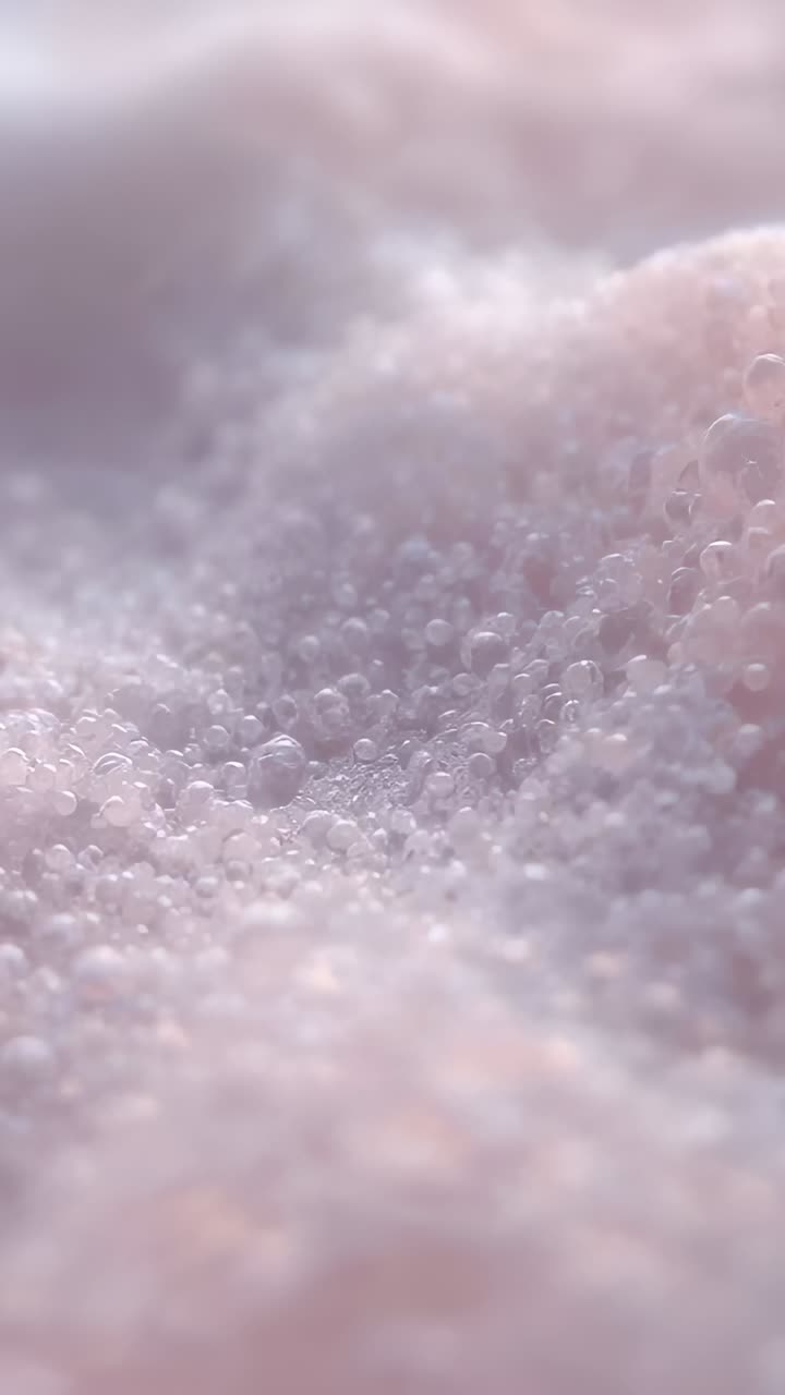 Vertical video: Camera shifting focus revealing pink foam in studio, showing right mound cluster