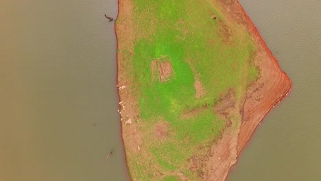 Aerial-view-of-island-Catchment-area-of-river,beautiful-sky,aerial-shot-river