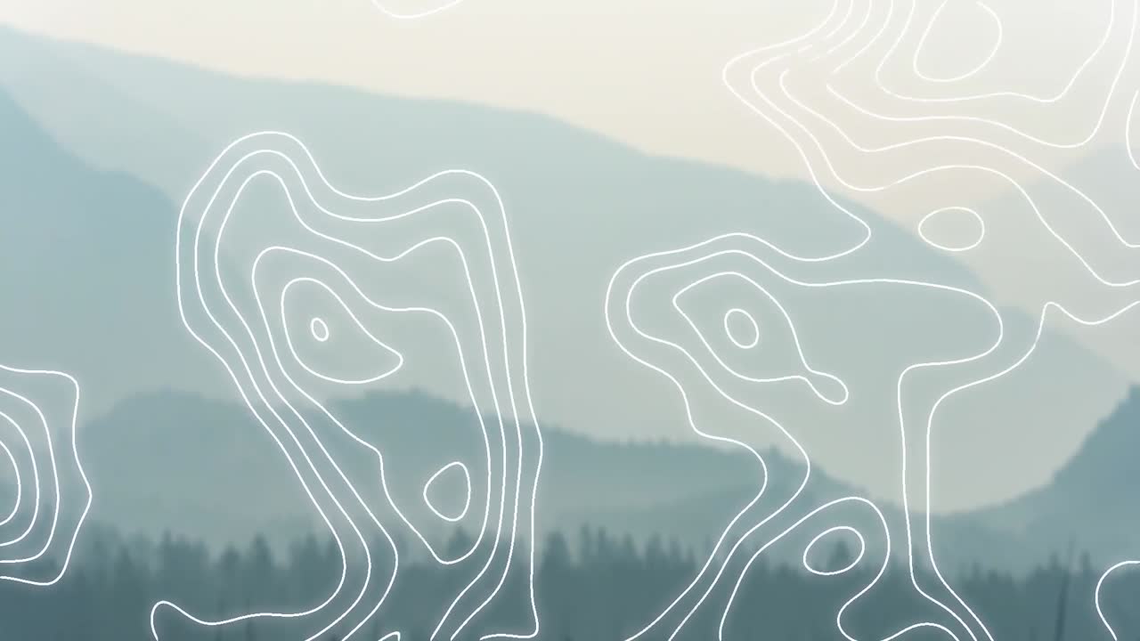 animación de una red de líneas blancas sobre el paisaje