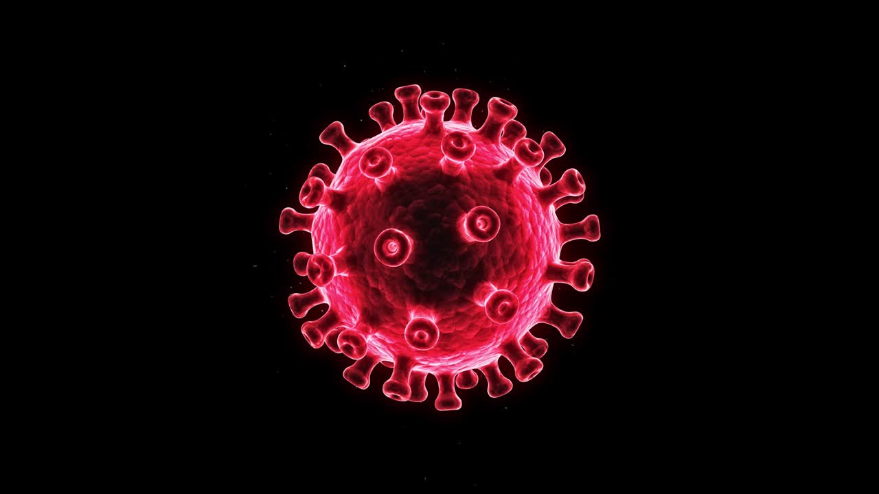 microscópico de la célula del virus del coronavirus covid-19 con canal alfa