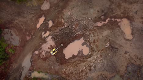 birdseye view of brazilian open stone quarry near river iguazu