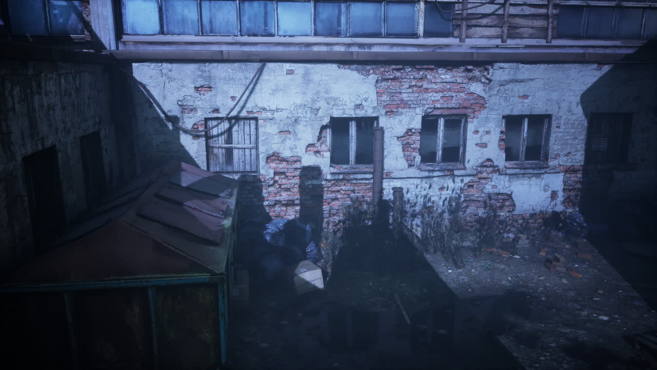 밤에 무서운 버려진 공장