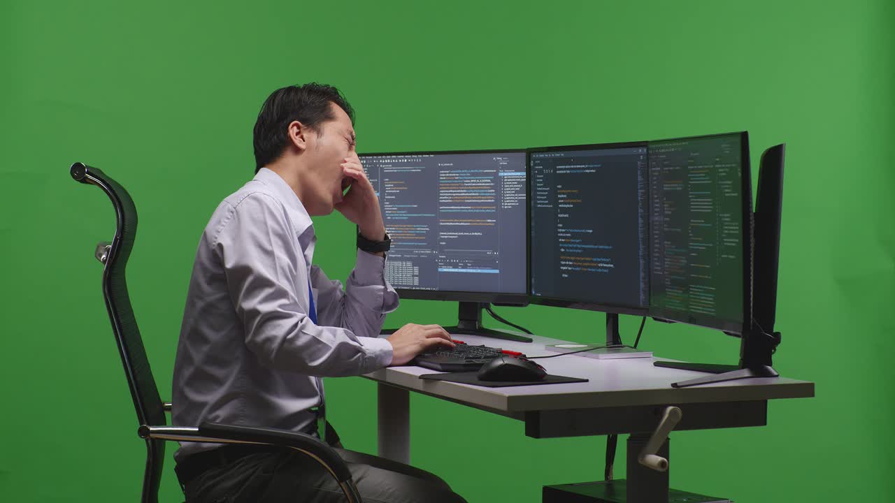 컴퓨터에서 코드를 작업하는 프로그래머
