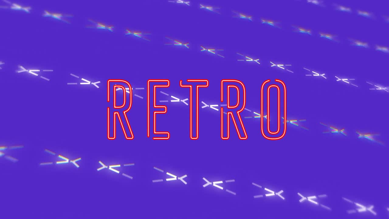 움직이는 선과 함께 보라색 배경 위에 레트로의 애니메이션