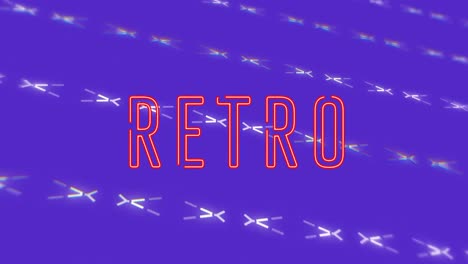 Animation-of-retro-over-violet-background-with-moving-lines