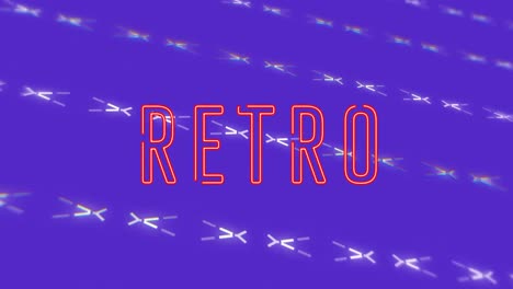 animation of retro over violet background with moving lines