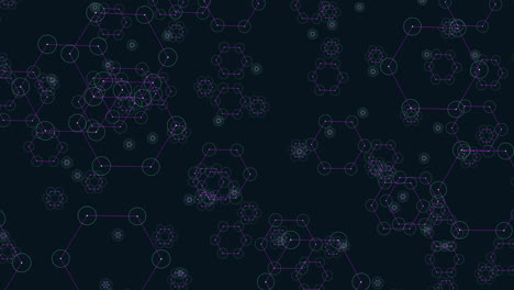 los círculos púrpura y verde interconectados forman una enigmática red hexagonal.