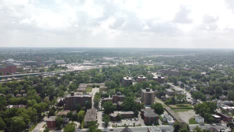 4k drone aerial of residential suburbs in windsor ontario