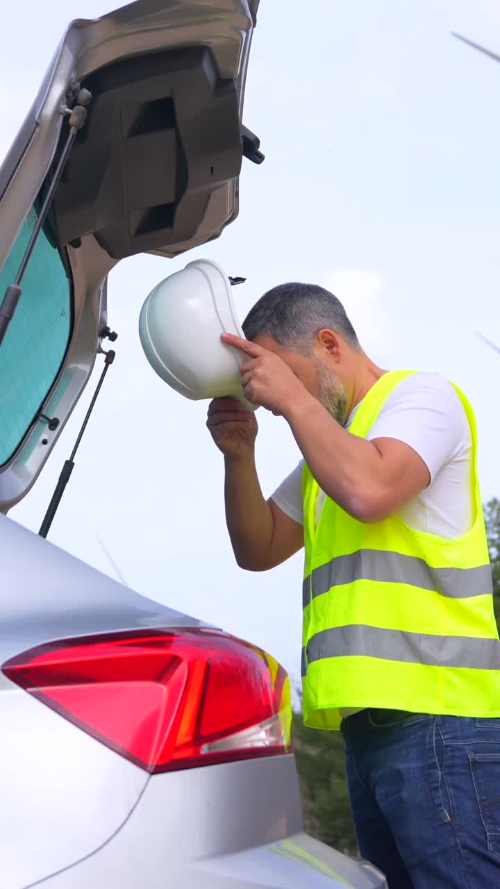 Engineer working at a wind farm