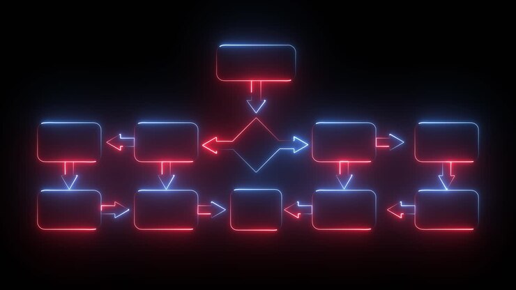 Neon Flowchart Diagram